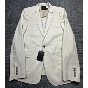 New ASOS Blazer Mens 42 Beige Linen Look One Button Sport Coat Jacket Modern Fit